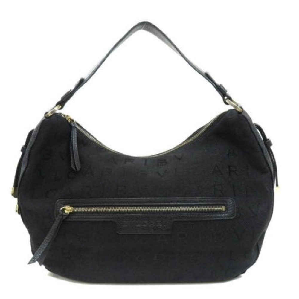 Bvlgari black monogram canvas hobo bag